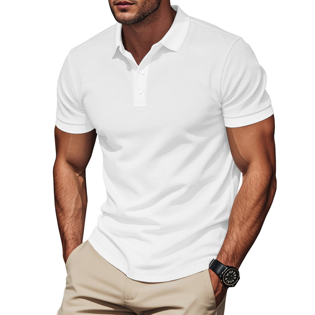 Herren nan elegantes Struktur-Poloshirt mit Kentkragen, kurzer Knopfleiste und atmungsaktivem Stretchjersey