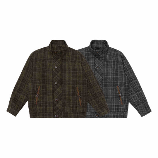 Herren Kurz geschnittene Wollmix-Pufferjacke mit Karomuster und Stehkragen Shop Nory