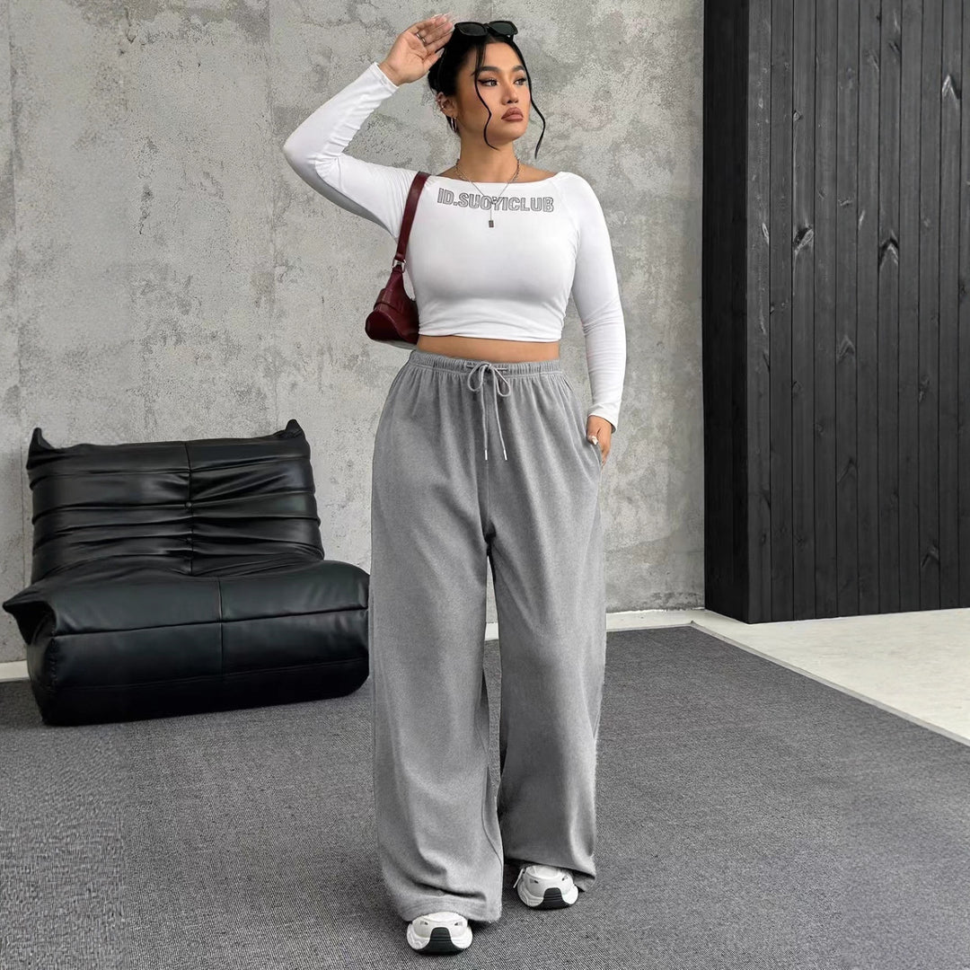 Damen High-Waist weite Beinform Jogginghose Shop Nory