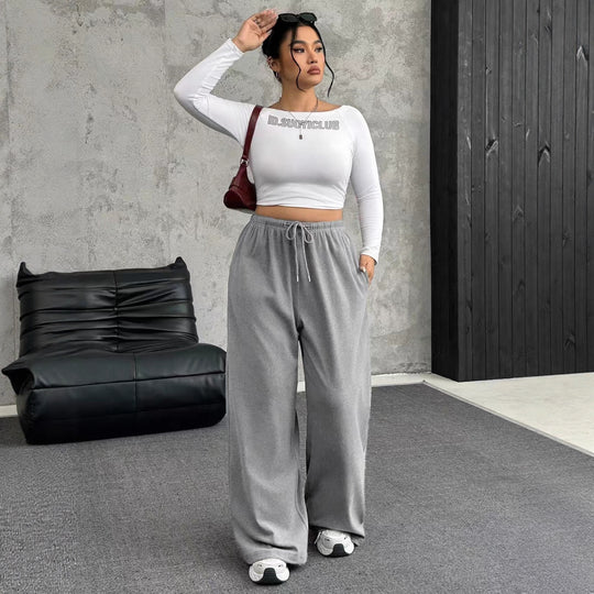 Damen High-Waist weite Beinform Jogginghose Shop Nory