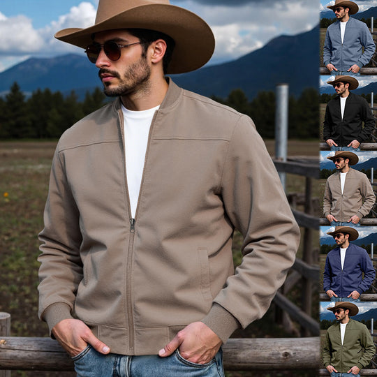 Herren nan Veloursimitation Blouson mit Stehkragen, elastischen Rippbündchen und verdecktem Reißverschluss Shop Nory