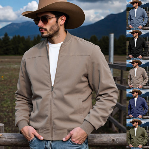 Herren nan Veloursimitation Blouson mit Stehkragen, elastischen Rippbündchen und verdecktem Reißverschluss Shop Nory
