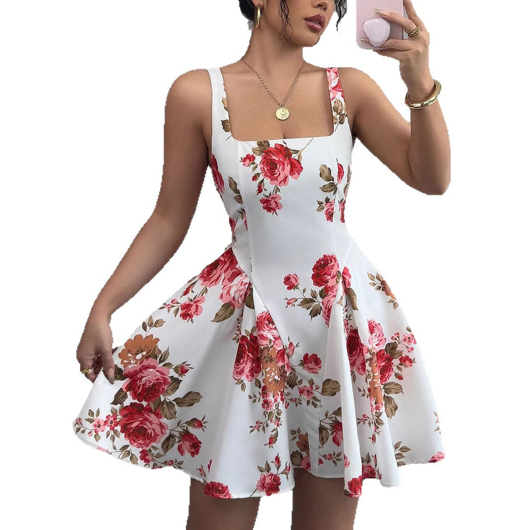 Damen Sommerliches Fit-and-Flare Kleid mit Blumenmuster Shopnory