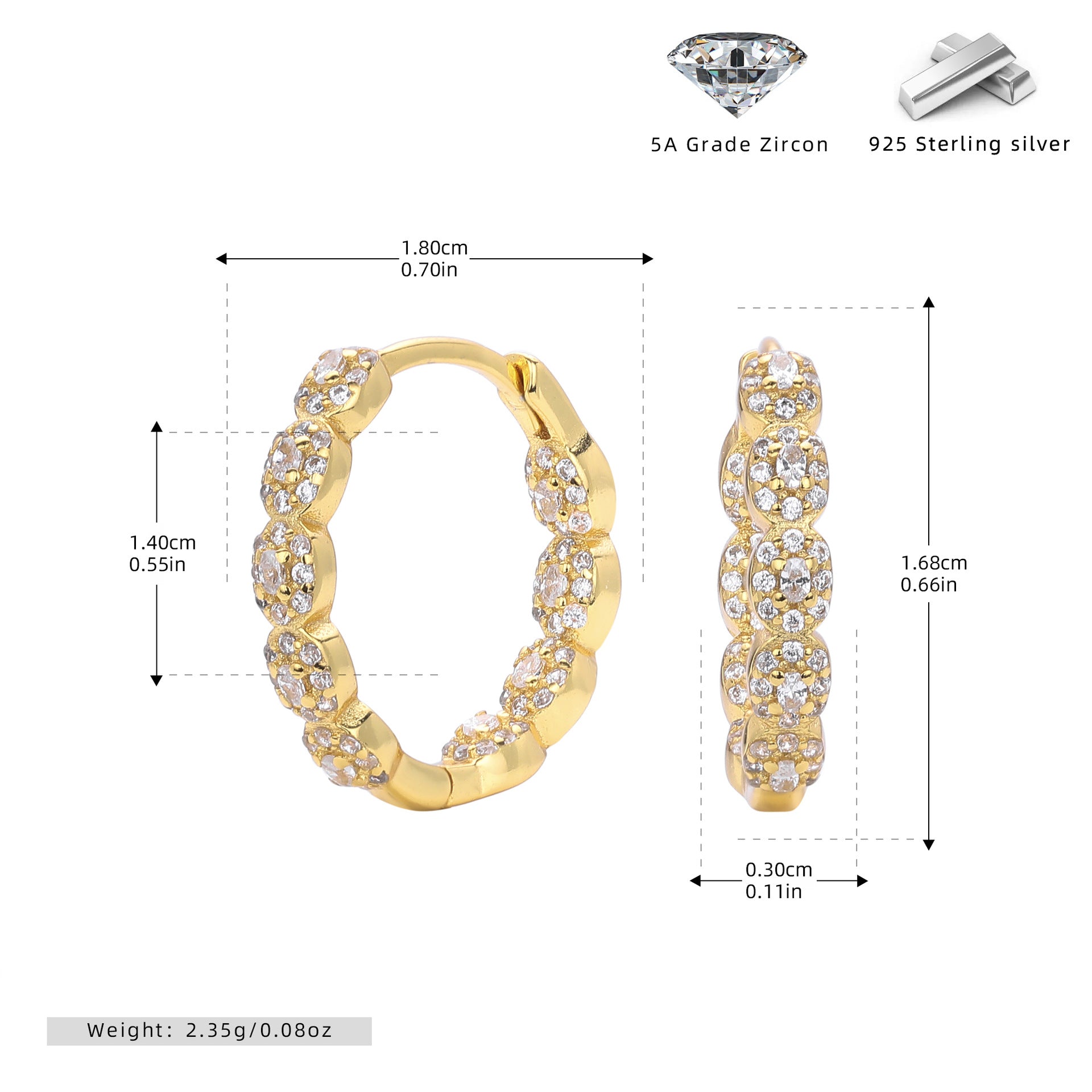 Damen Ohrhänger mit luxuriösen Zirkon-Akzenten aus 925 Sterlingsilber Shop Nory