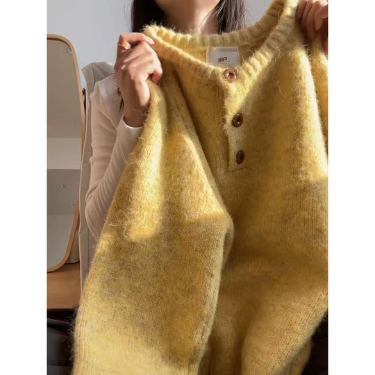 Damen Kuscheliger Strickpullover mit Knopfleiste Shop Nory