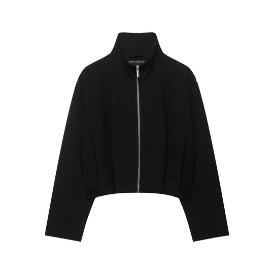 Damen Kurze Stehkragen-Bomberjacke mit Reißverschluss und tailliertem Bündchen Shop Nory