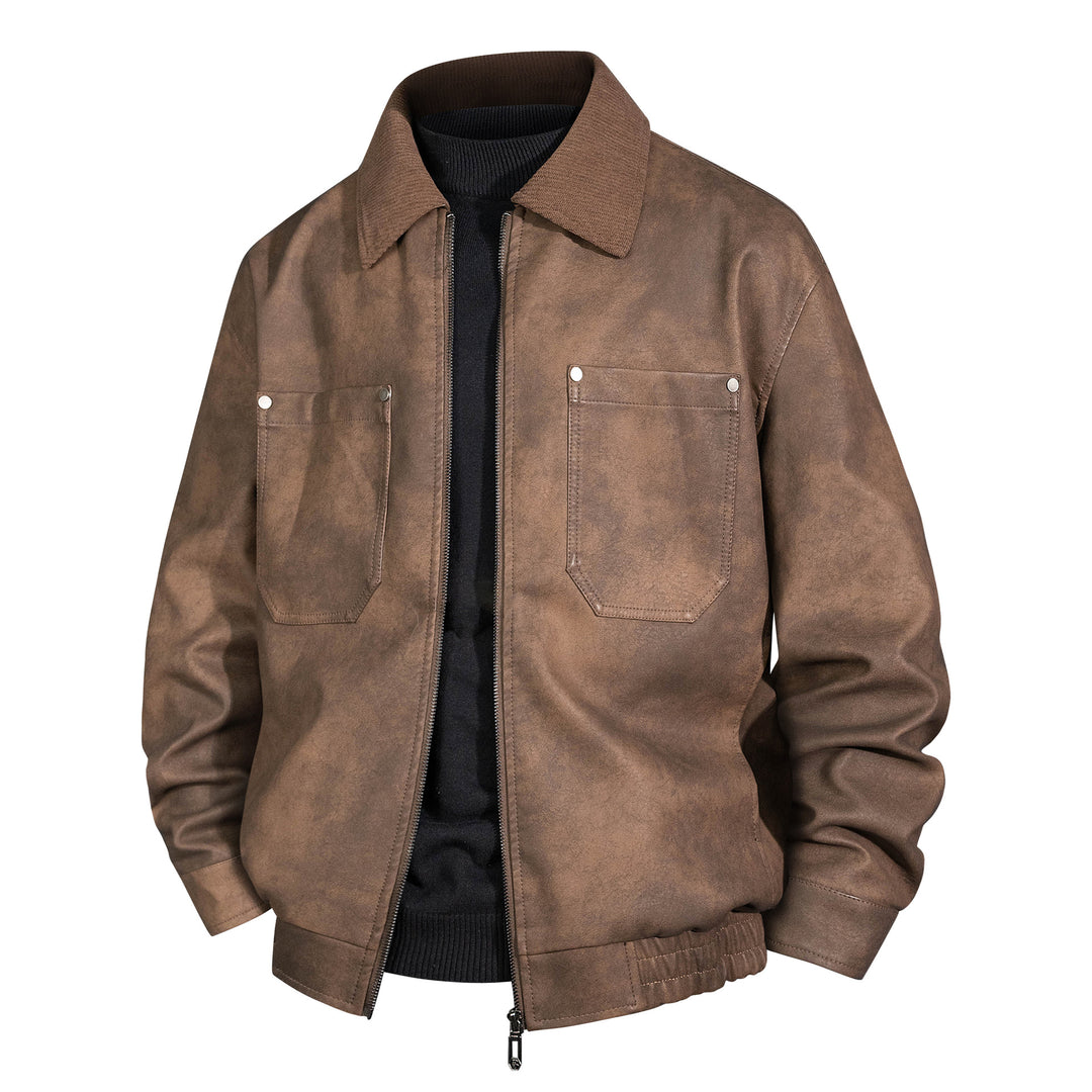 Herren Kurzjacke aus Veloursleder-Imitat mit geripptem Kragen und aufgesetzten Brusttaschen Shop Nory