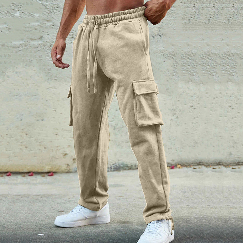 Herren entspannte Cargo-Hose mit praktischem Taschen-Design und elastischem Bund