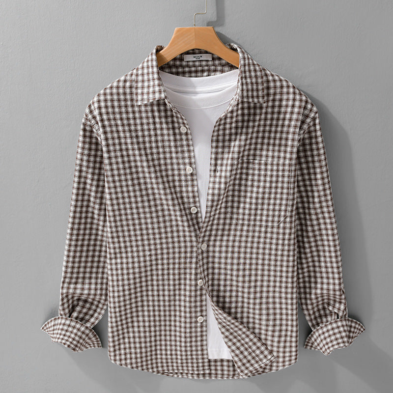 Herren Karo-Lounge-Hemdjacke aus Baumwollmix mit Relaxed-Fit und Button-Down-Front Shop Nory