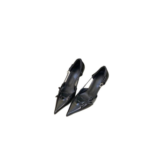 Damen Elegante spitz zulaufende Slingback-Ballerinas mit verstellbarem Knöchelriemen, V‑Ausschnitt und zierlicher Schleife Shop Nory