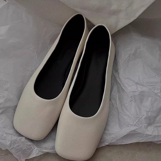 Damen Ballerinas mit quadratischer Zehenform und glänzender Oberfläche
