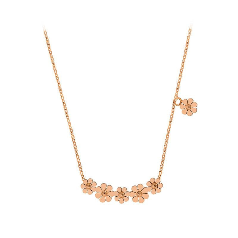 Damen Halskette mit filigranem Blumenmuster und funkelnden Zirkonia-Elementen Shop Nory