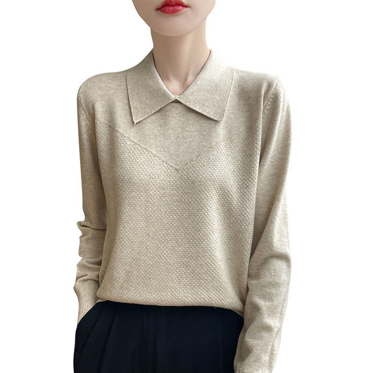 Damen Strickpullover mit Hemdkragen und strukturierter Vorderseite Shop Nory