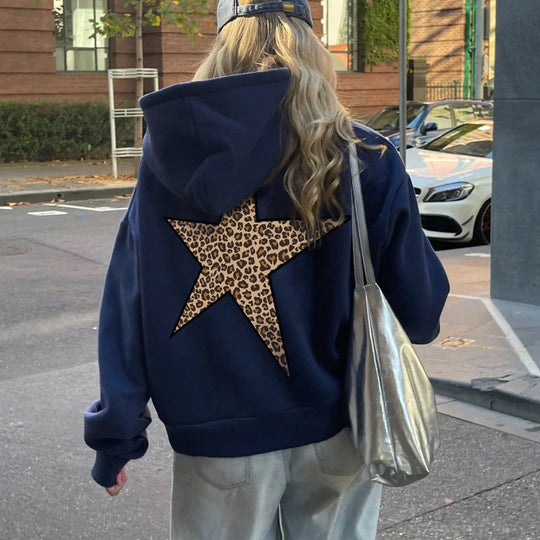 Damen Kapuzenpullover mit glitzerndem Sternmotiv