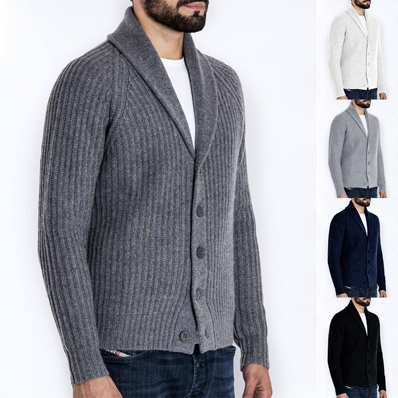 Herren Rippstrick-Cardigan mit Schalkragen und durchgehender Knopfleiste Shop Nory