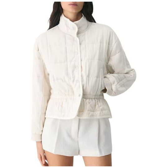Damen Kurz geschnittene Steppjacke mit Stehkragen und Taillengummi Shop Nory