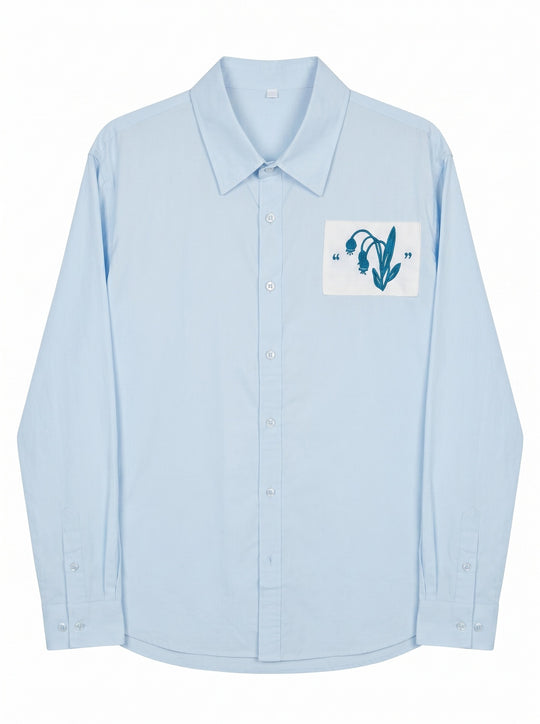 Herren Oversized Hemd mit gestickter Brustpatch und Kentkragen Shop Nory