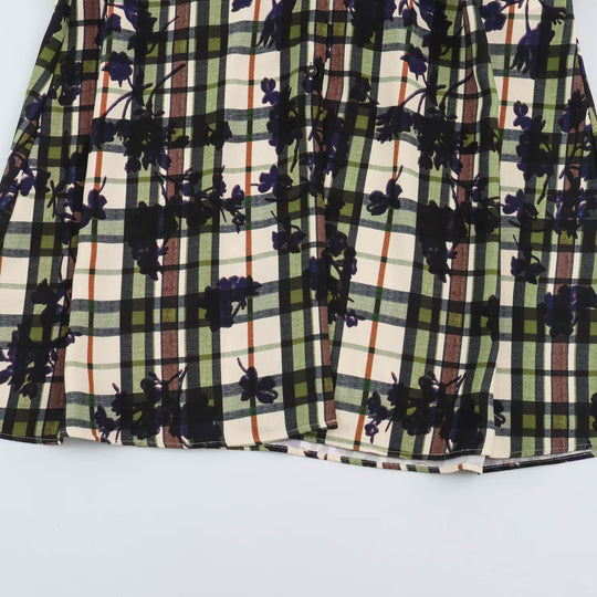 Damen Hemdblusenkleid mit Karomuster und Blumenprint samt taillierendem Gürtel Shop Nory