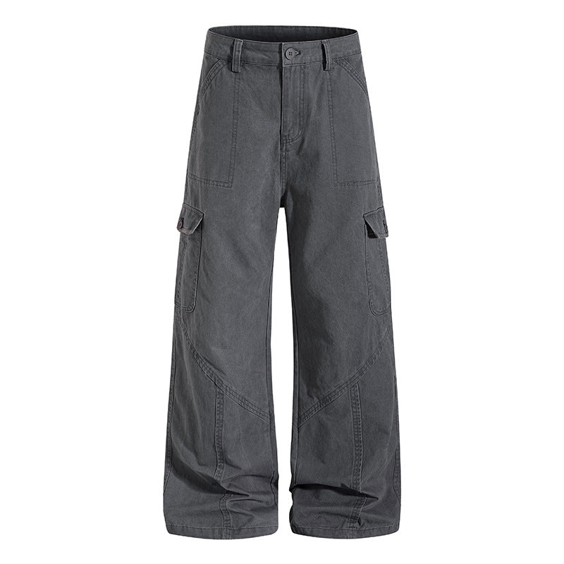 Damen Weite Cargo-Hose aus Baumwoll-Mix mit hohem Bund und Multifunktionstaschen Shop Nory