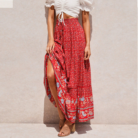 Damen Maxi-Rock aus floraler Baumwolle