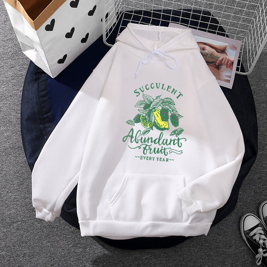 Damen nan Kapuzenpullover im Relaxed-Fit mit botanischer Frucht-Illustration und Kängurutasche Shop Nory
