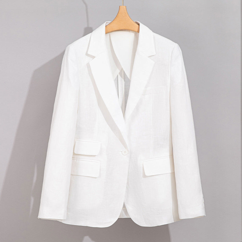 Damen Sommerlicher Leinen‑Mix Blazer mit taillierter Silhouette und Pattentaschen Shop Nory