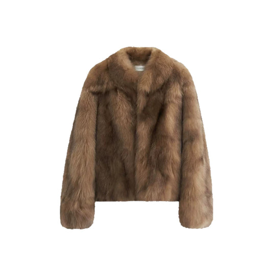 Damen Kurzmantel aus hochflorigem Kunstpelz mit tailliertem Boxy-Schnitt und voluminösem Schalkragen Shop Nory