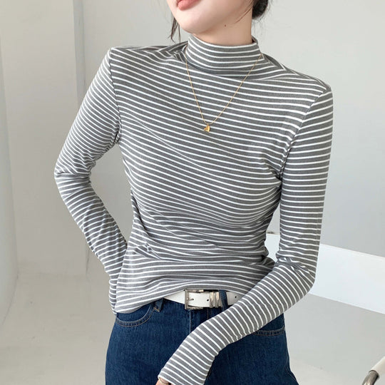 Damen Figurbetontes Langarmshirt mit Rollkragen Shop Nory