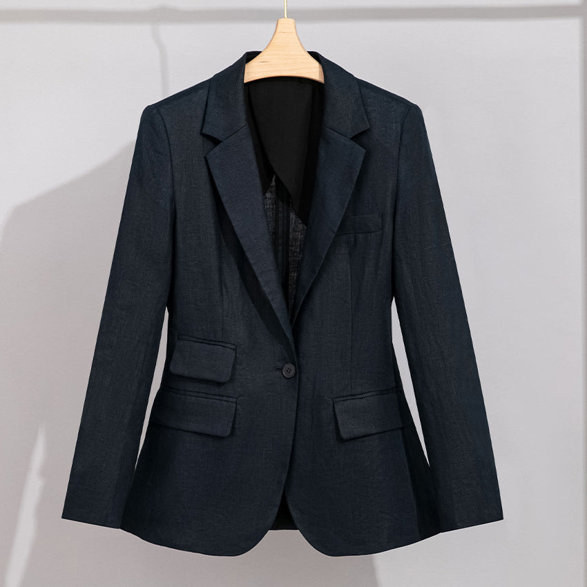 Damen Sommerlicher Leinen‑Mix Blazer mit taillierter Silhouette und Pattentaschen Shop Nory