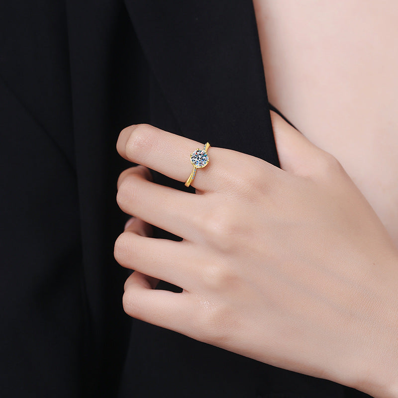 Damen eleganter Solitärring mit funkelndem Kristall und hochwertigem Design Shop Nory
