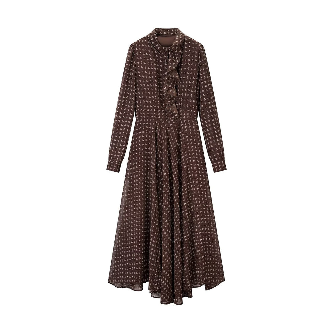 Damen Midikleid mit Rüschenblende und taillierter A-Linien-Silhouette Shop Nory