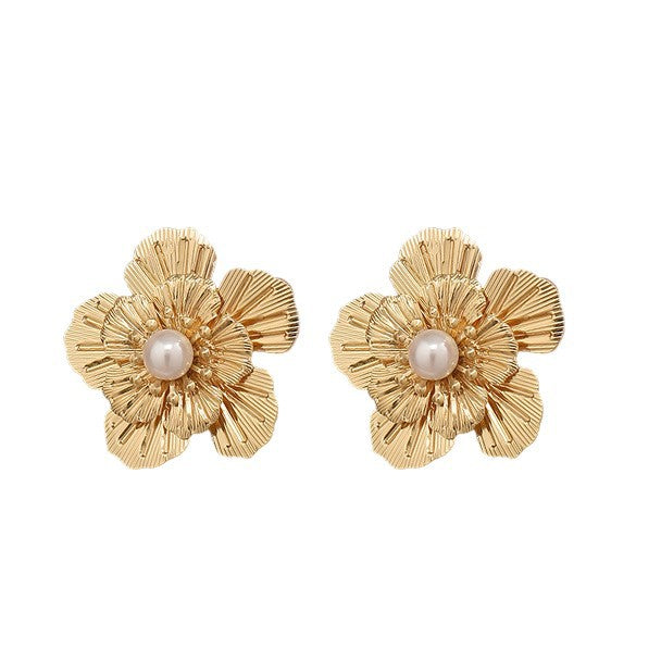 Damen Ohrringe mit kunstvollem Blumendesign und Perlenakzenten Shop Nory