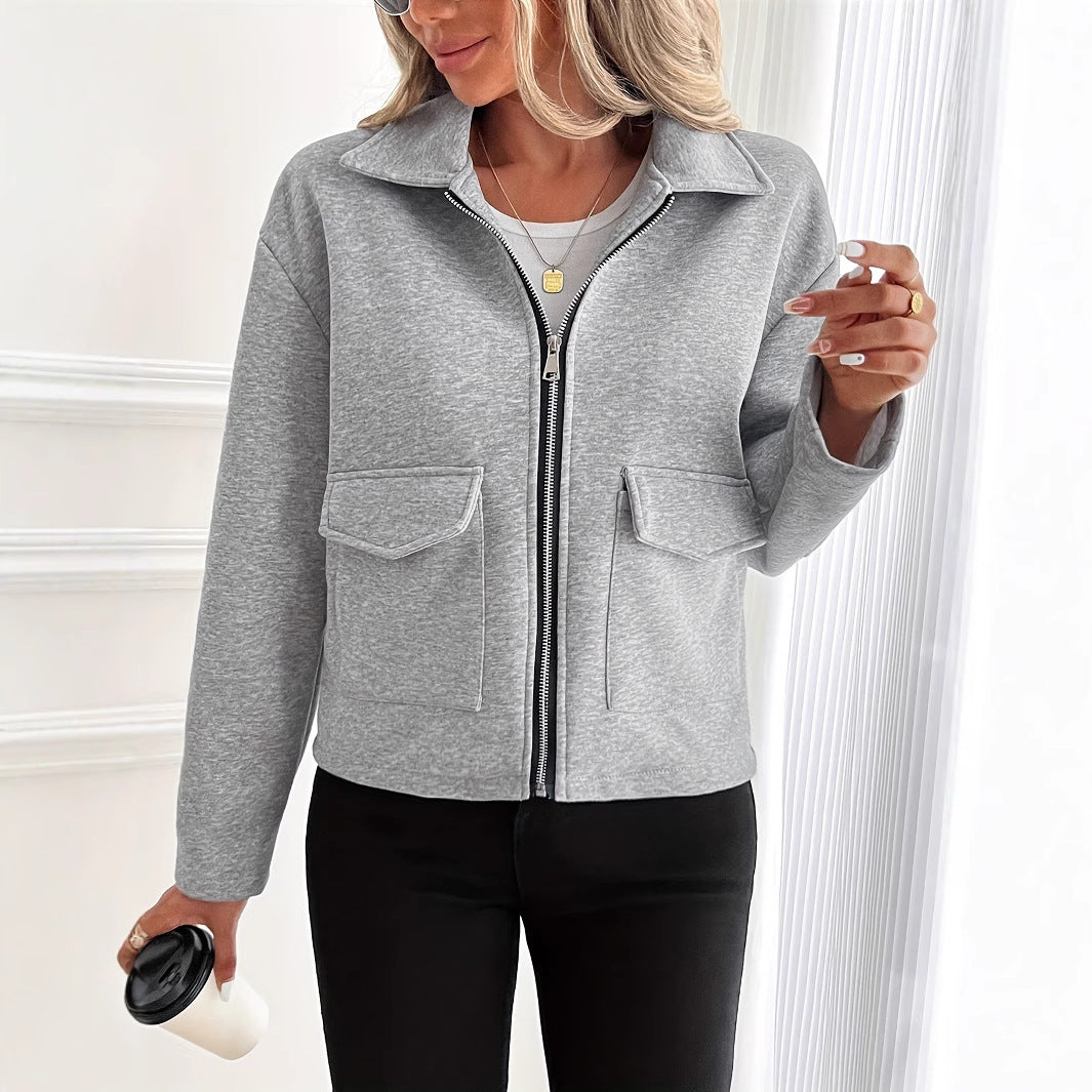 Damen Modische Fleecejacke mit Reißverschluss