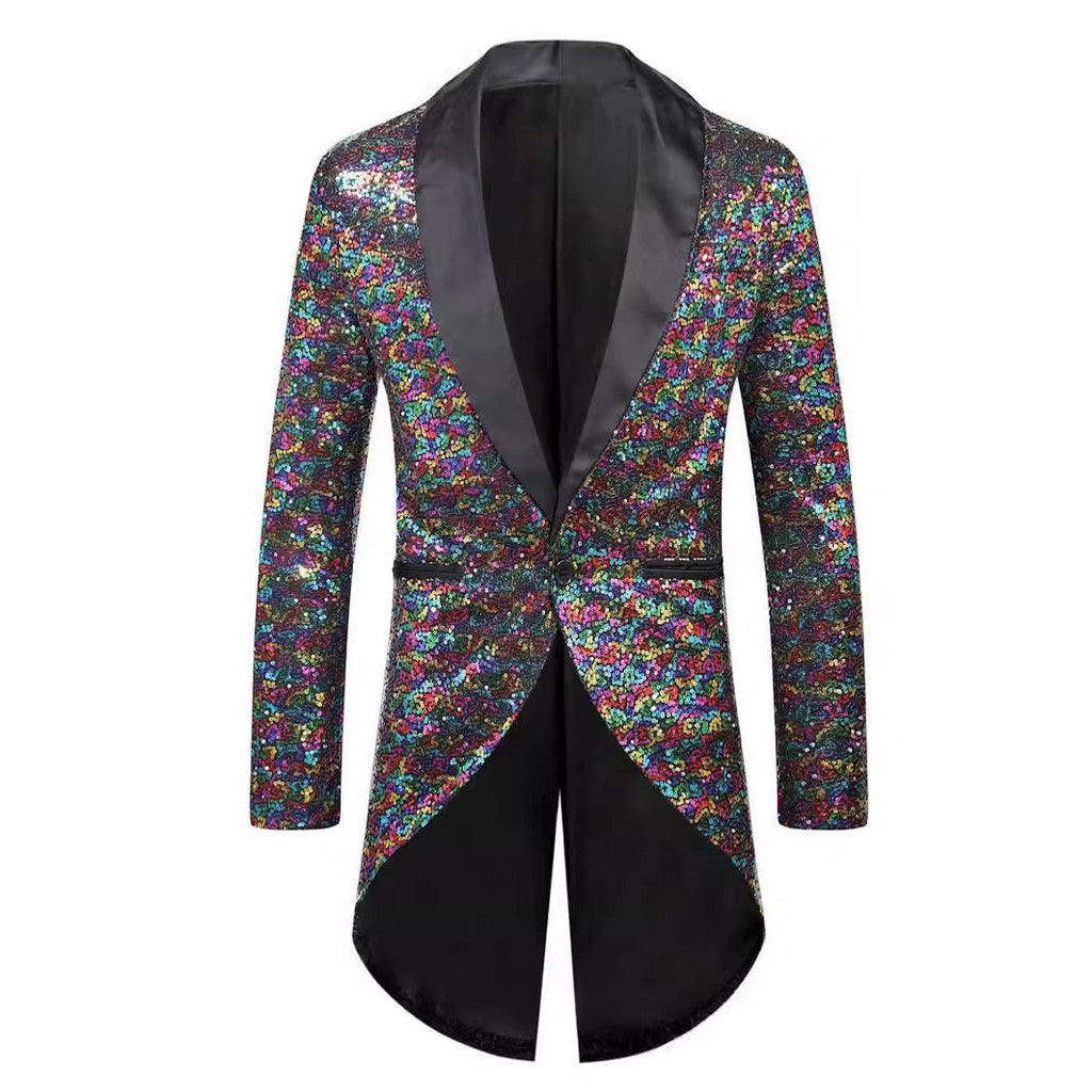 Herren Glitzernder Anzugblazer mit elegantem Schalkragen