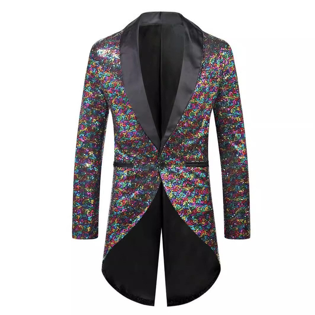 Herren Glitzernder Anzugblazer mit elegantem Schalkragen