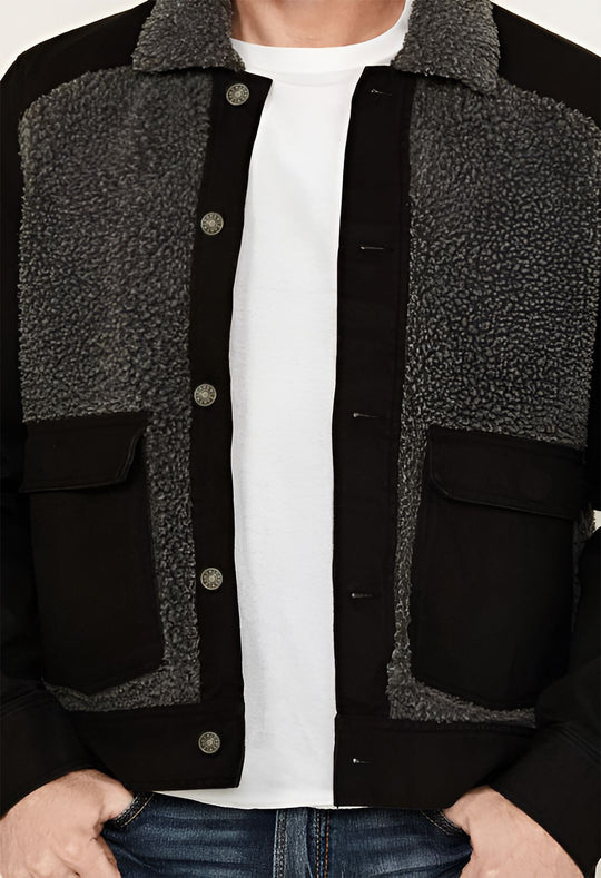 Herren Overshirt-Jacke mit Teddyfutter, aufgesetzten Pattentaschen und Knopfleiste Shop Nory