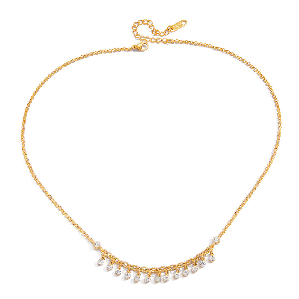 Damen Halskette mit funkelnden Zirkonia-Anhängern und elegantem Kettenmuster Shop Nory