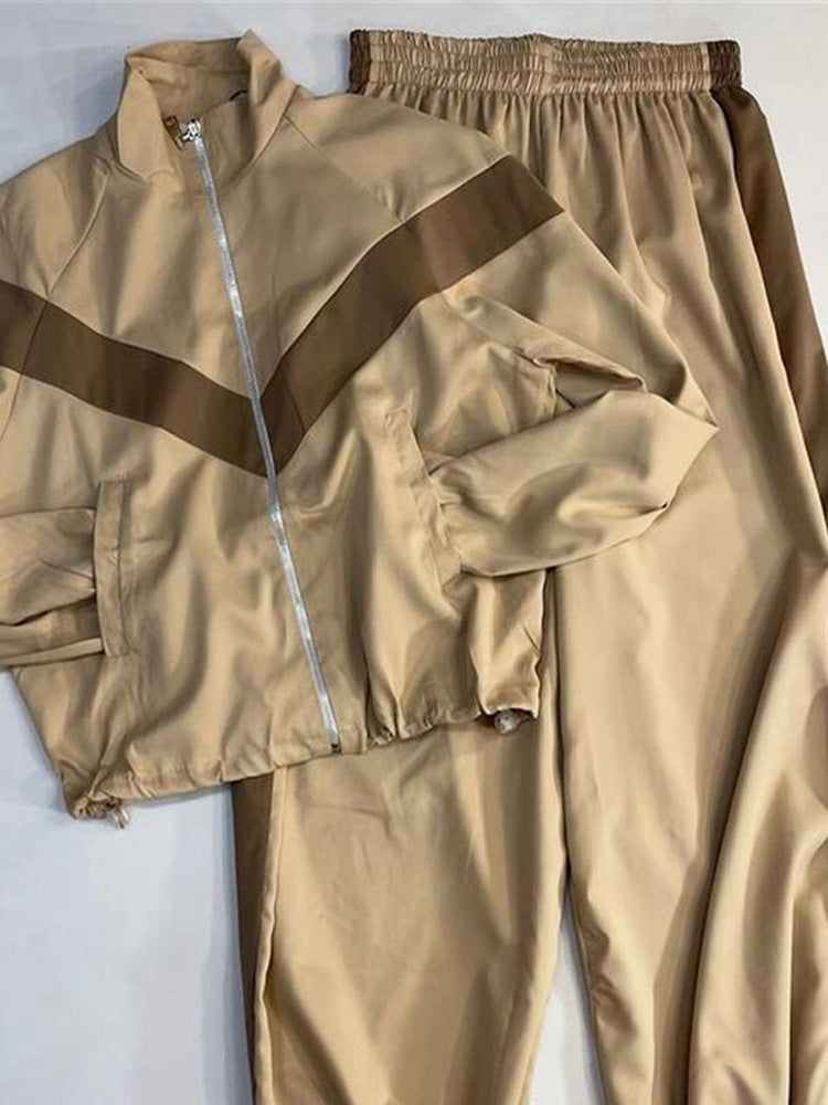Damen Retro-Trainingsanzug mit Reißverschlussjacke und elastischer Bundhose Shop Nory