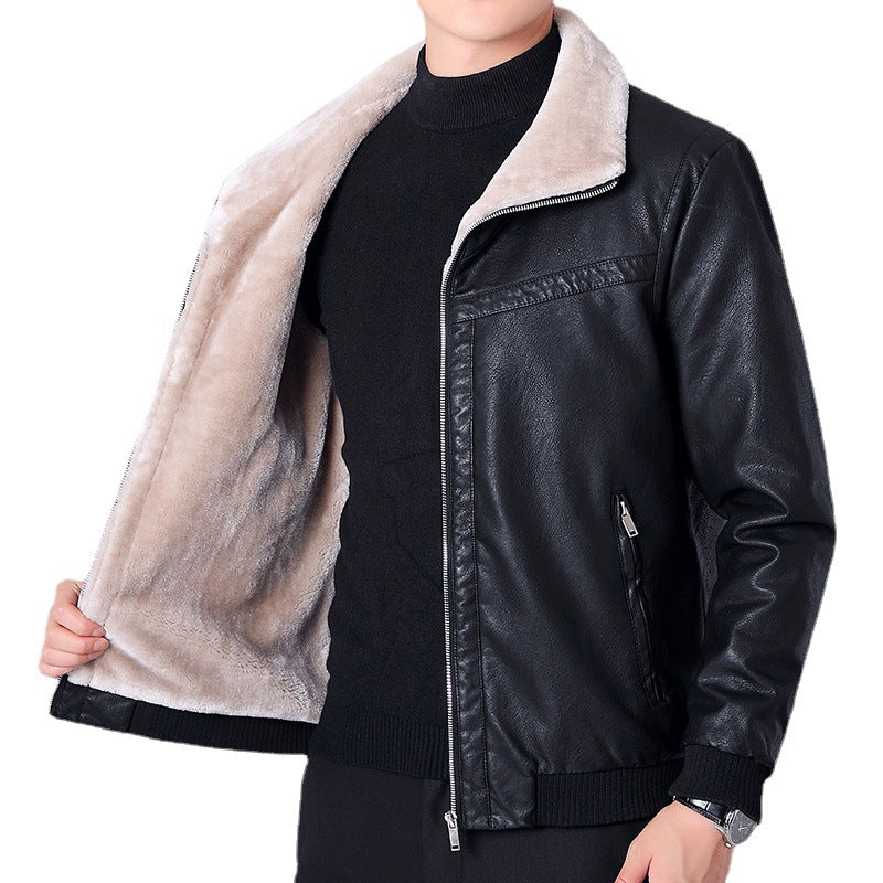 Herren gefütterte Kunstleder-Bomberjacke mit Sherpa-Kragen und wärmender Teddyinnenlage Shop Nory
