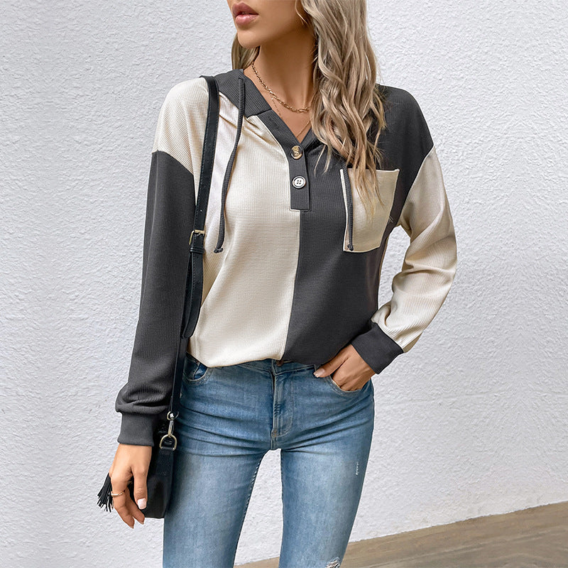 Damen Lässiges Kapuzenoberteil mit strukturiertem Stoff und modernen Details