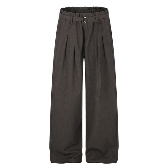 Damen Weite High‑Waist Palazzo‑Hose mit Paperbag‑Bund, Bundfalten und Bindegürtel Shop Nory