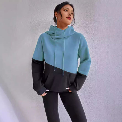 Damen lässiger Kapuzenpullover mit Farbblock-Design