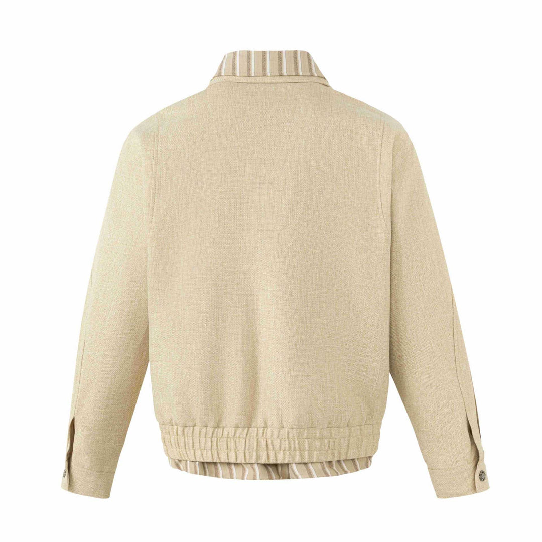 Damen Leichte Boxy‑Blousonjacke aus Leinenoptik mit gestreiftem Innenkragen Shop Nory