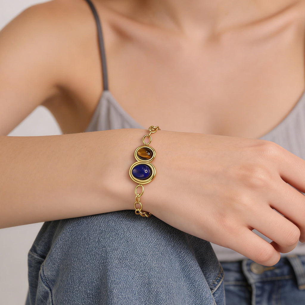 Damen Armband mit edlen Steinelementen und hochwertiger Goldbeschichtung Shop Nory