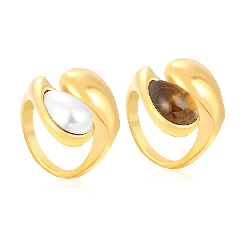 Damen Ring mit innovativem Schwungdesign und edler Perlenakzent Shop Nory