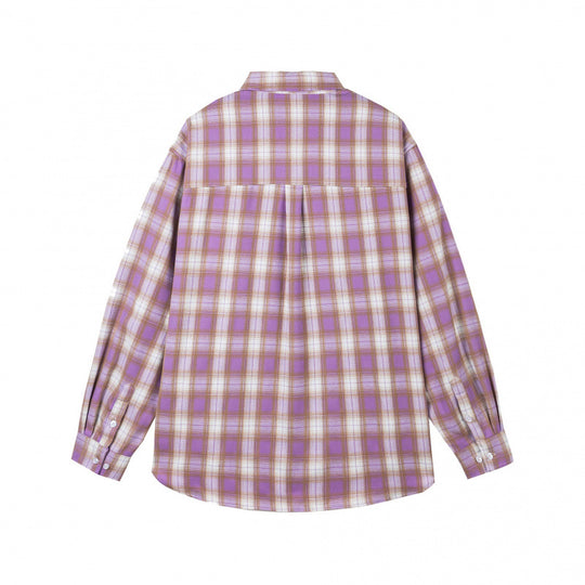 Damen Oversize-Kariertes Hemd im Flanell-Look mit abgerundetem Saum und Brusttasche Shop Nory