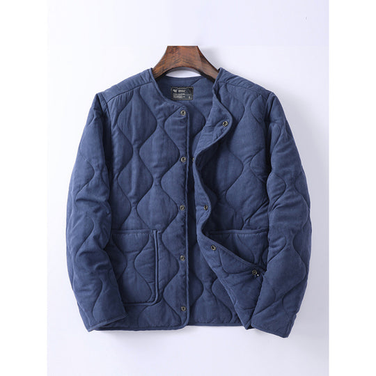 Herren Gepolsterte Steppjacke ohne Kragen mit Rundhalsausschnitt und aufgesetzten Taschen Shop Nory