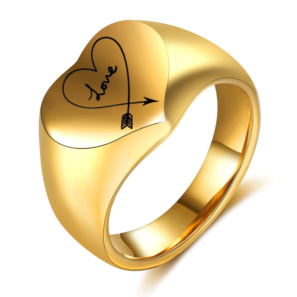 Damen Ring mit herzförmigem Design und eingravierter "Love"-Botschaft Shop Nory