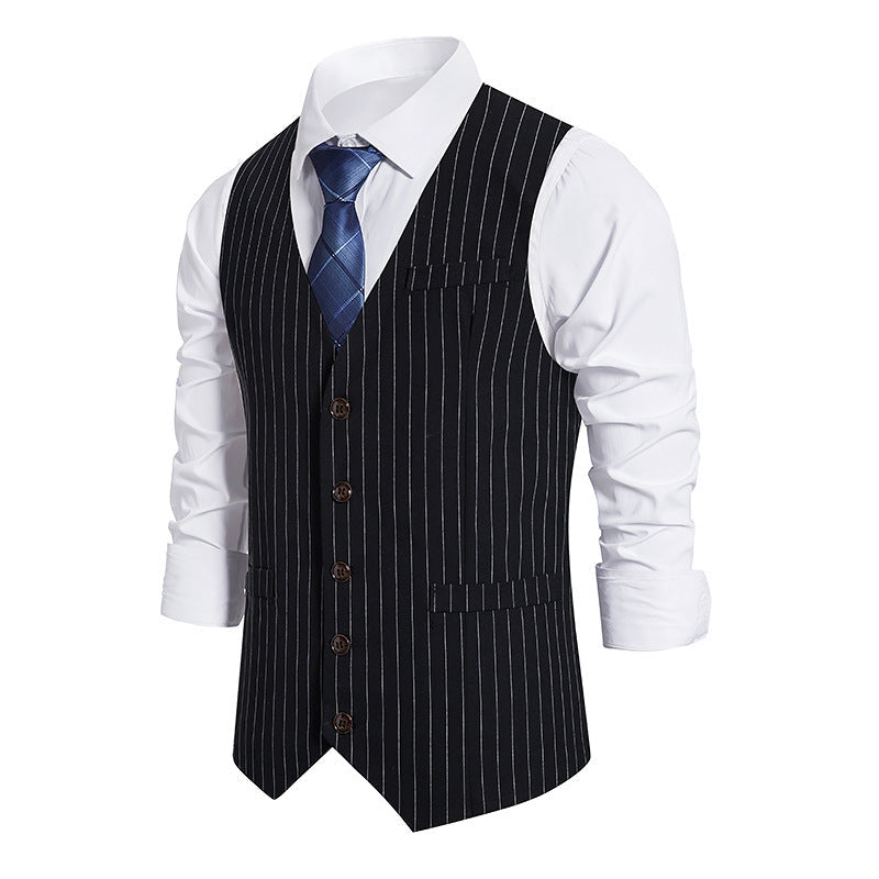 Herren elegante Anzugweste mit feinem Nadelstreifenmuster