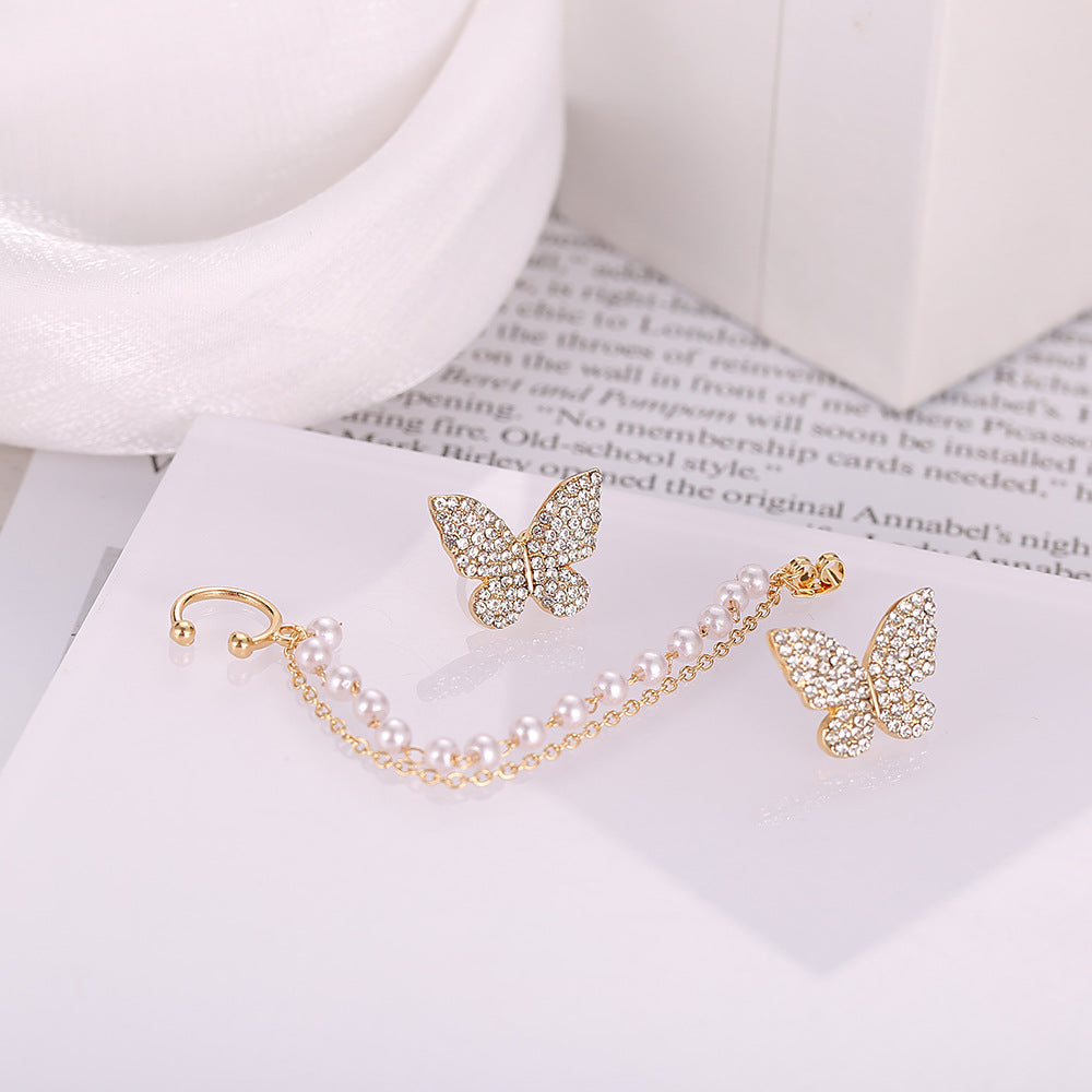 Damen Ohrringe mit funkelndem Schmetterlingsdesign und eleganter Kette Shop Nory